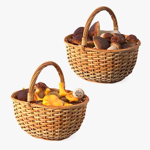 Baskets of Mushrooms Collection 3D model
