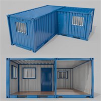 L-Shaped 20ft Shipping Container Room - Modular Corner Unit