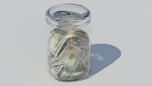 3D Dollars glass Jar