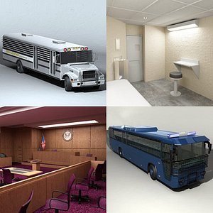courtroom prison jail cell 3d model