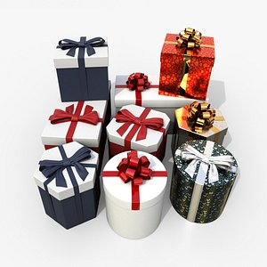 Gift Boxes - Rosette and Bow Mix 3D