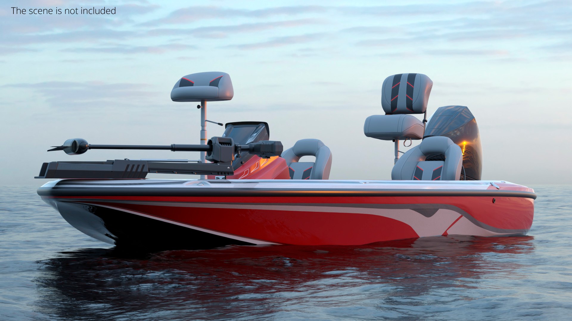 Low Profile Angler Boat With Deck Red Rigged For Maya Model ...
