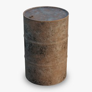 3D Rusty Steel Barrel - Gray - PBR - 2K 4K