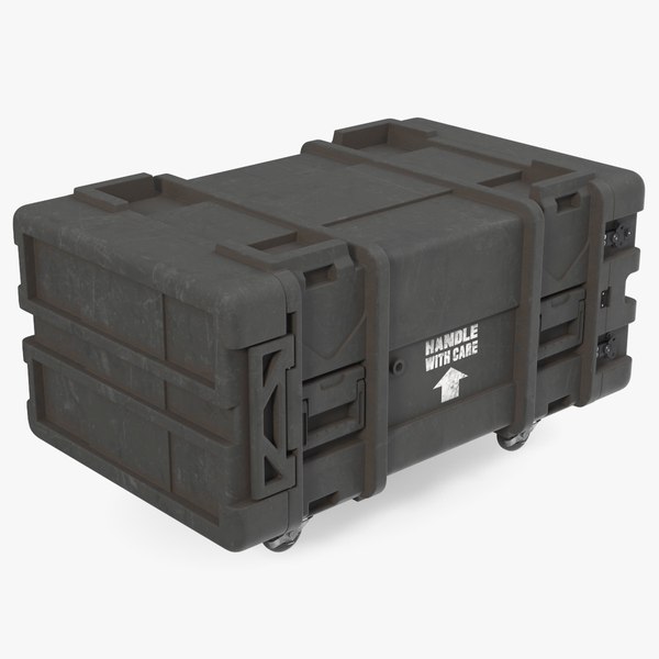 modelo 3d Baúl de almacenamiento resistente militar con ruedas ...