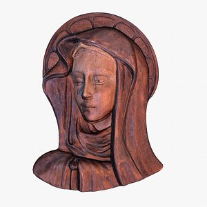 3D Virgin Mary handmade wood carving statue low-poly 3D model model