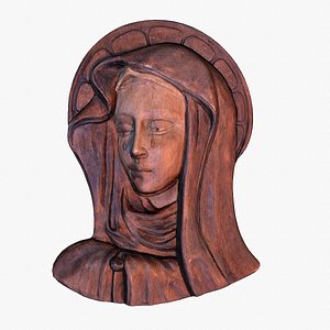 Virgin Mary handmade wood carving statue low-poly 3D model
