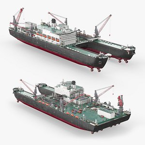 3D Pipe-Laying Construction Vessel Rigged for Maya