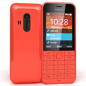 3d nokia 220 red model