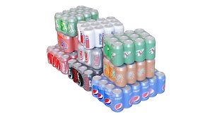 Beverages in packaging 3D model