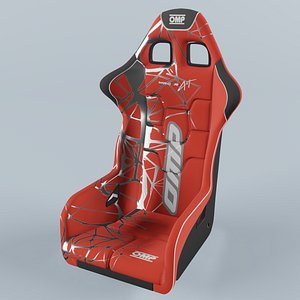 3D OMP WRC-R ART Racing Seat Red model