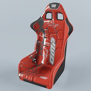 OMP WRC-R ART Racing Seat Red 3D model