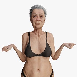 3D model Realistic Old Woman Female Rigged Game Ready