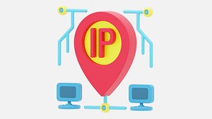 3D IP Address 3d icon represented with Computer and location pin