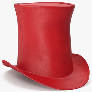 3D Leather Top Hat Red v 3