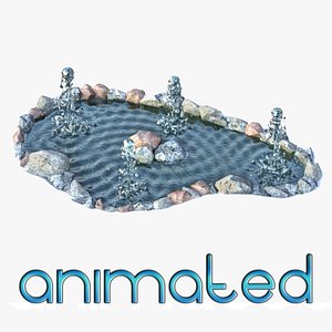 3d fountain animation model
