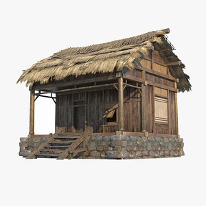 3D model SIMPLE TRIBAL JUNGLE PRIMAL HUT HOUSE REED TREE SURVIVAL VR / AR /  low-poly