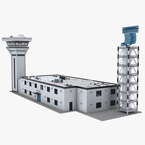 Air Traffic Control Tower and Radar 3D