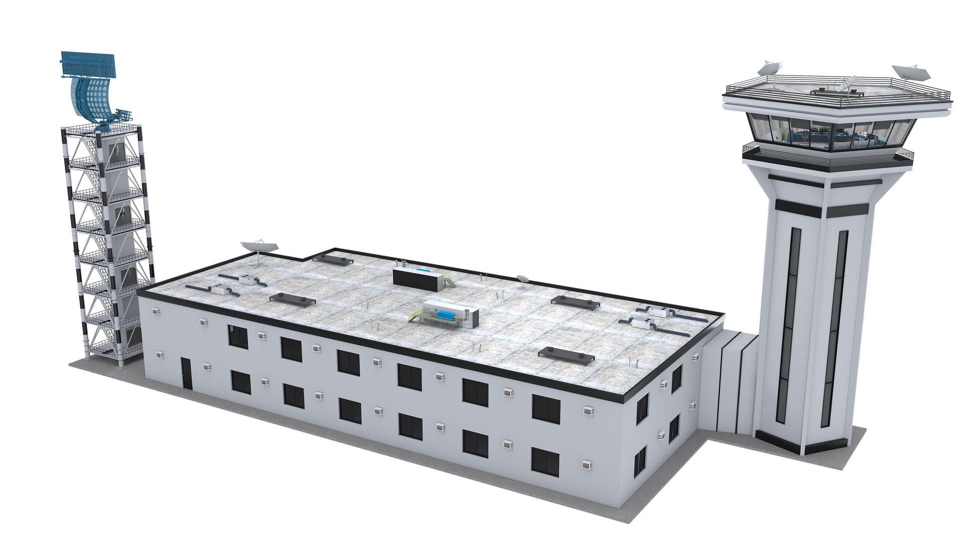 Air Traffic Control Tower and Radar 3D https://p.turbosquid.com/ts-thumb/MS/G3ZOrB/wd/airtrafficcontroltowerandradar10/jpg/1749996049/1920x1080/fit_q87/205e7f17e28f2eb239931e7b8060aec815a989e0/airtrafficcontroltowerandradar10.jpg