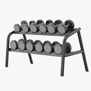 Technogym Urethane Dumbbells Rack 3D