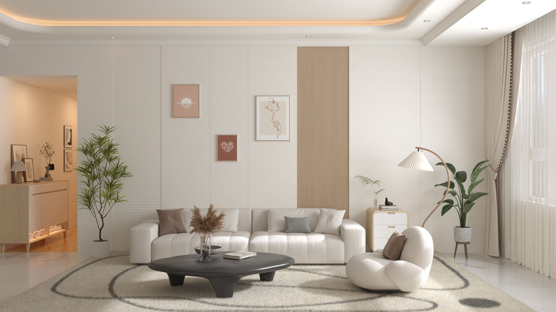 3D Modern Minimalist Living Room - TurboSquid 2425956 - Modern Minimalist 3D Room Design