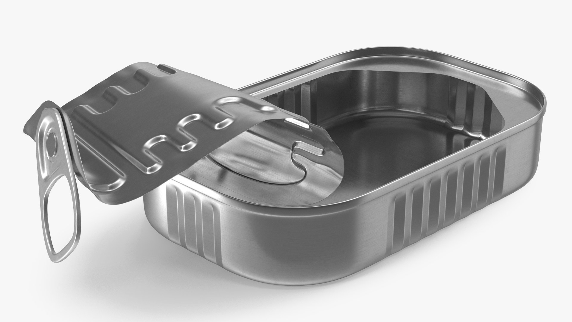 Open Empty Rectangular Can 3D model preview
