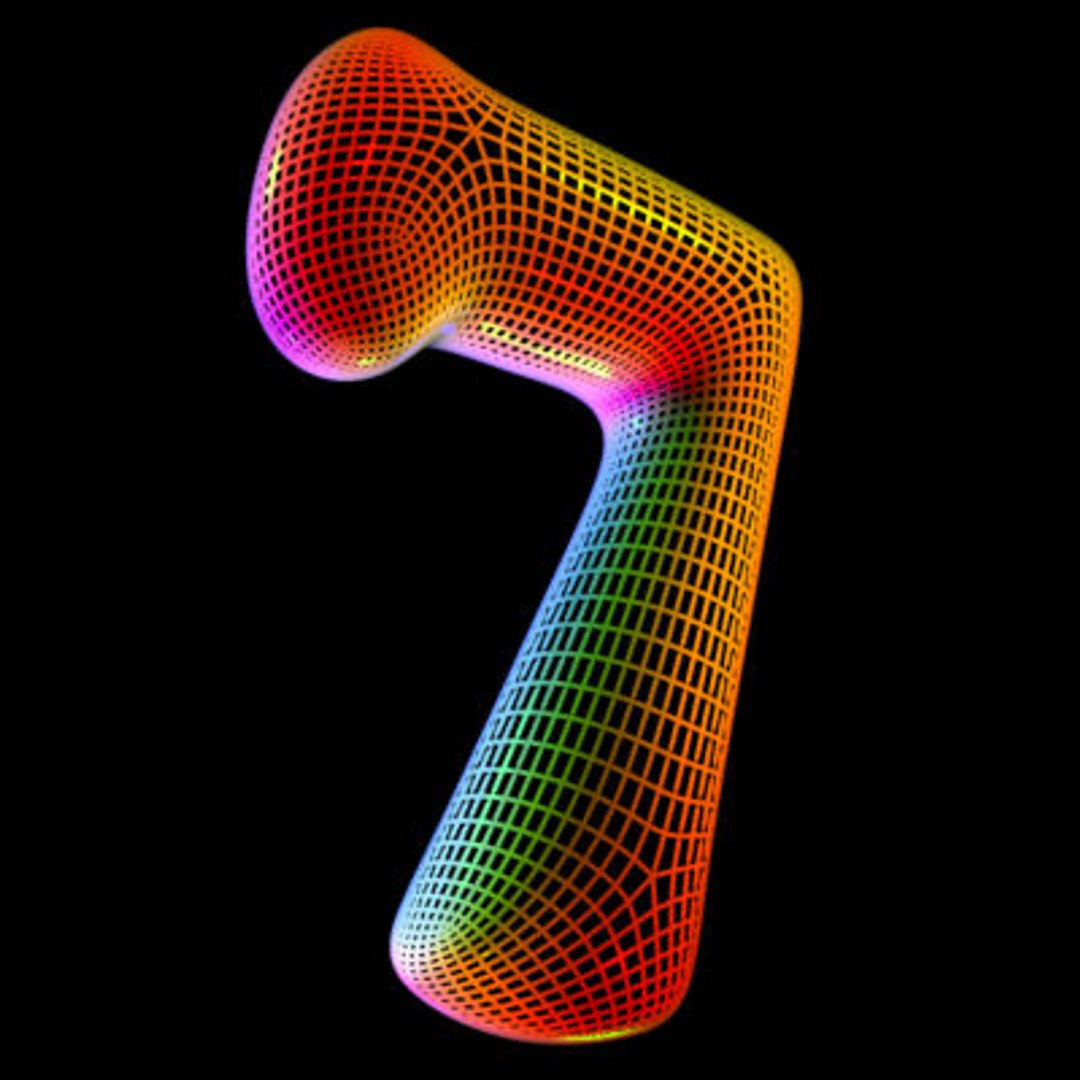 3d Model Organic Font Seven