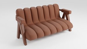 3D Sofa in brown tones with Japanese notes in Wabi-Sabi style model