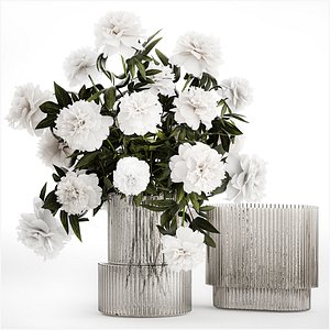 Solemn bouquet of white peony flowers in a vase 363