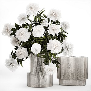 Solemn bouquet of white peony flowers in a vase 363