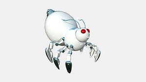 3D model Cute Robot E06 White Blue - SciFi Character Design