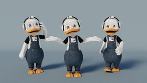 Rigged Cartoon Duck 3D model