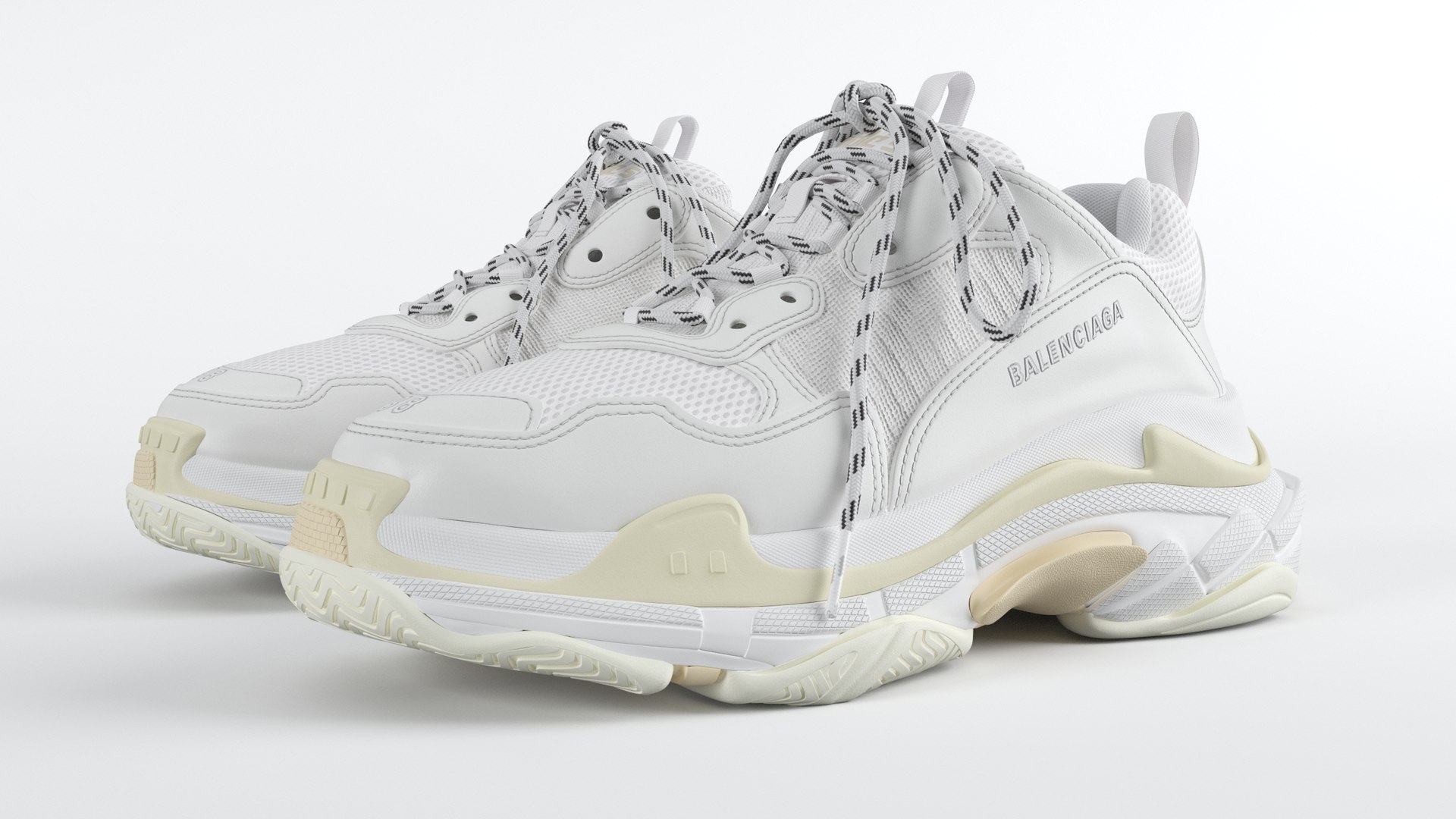 Balenciaga triple s in of white 3D model TurboSquid 2130448
