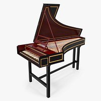 Classic Harpsichord Keyboard 3D Model