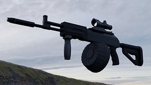 AK-12 + Upgrades low-poly 3D model