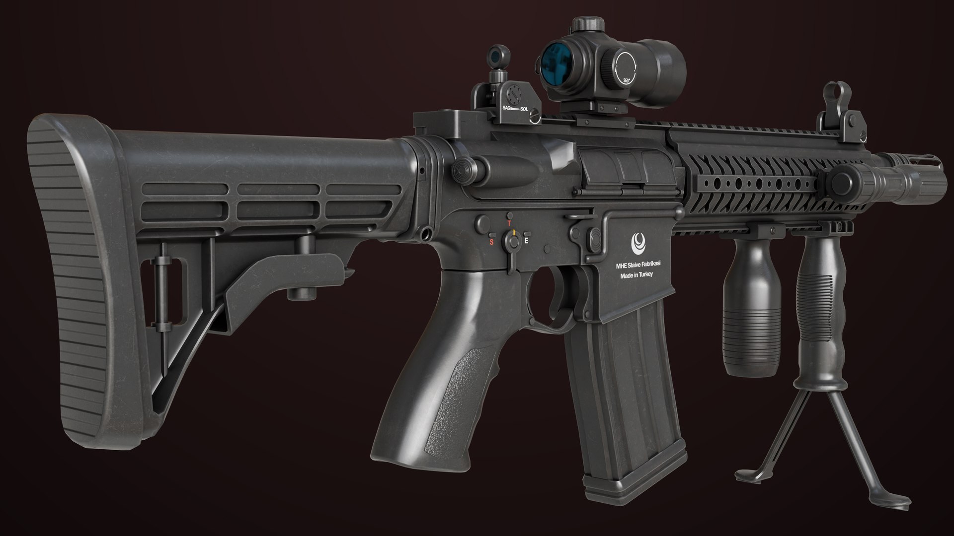 Machine Gun 17 Black Rigged All PBR Unity UE Textures 3D - TurboSquid ...