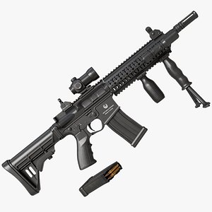 Machine Gun 17 Black Rigged All PBR Unity UE Textures 3D