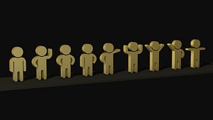 3D Little man poses Icons