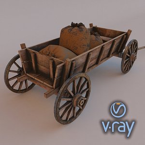 3D wooden cart modeled