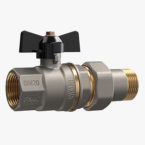 Ball Valve with Coupling Nut DN20 3D model