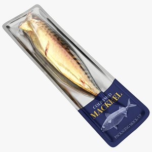 Smoked mackerel in packaging 3D model
