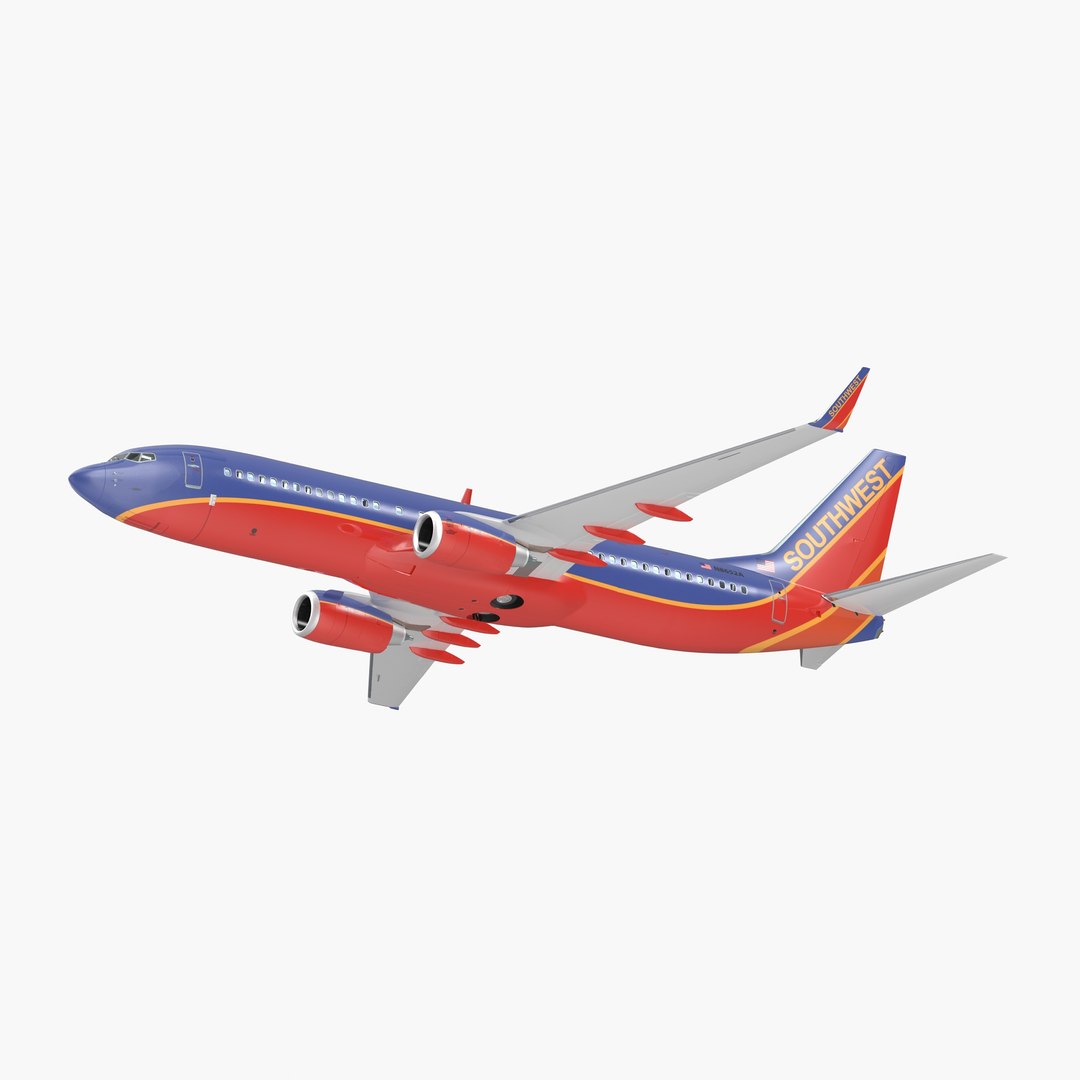 Boeing 737-800 with Interior Southwest Airlines Rigged 3D Model 3D model preview