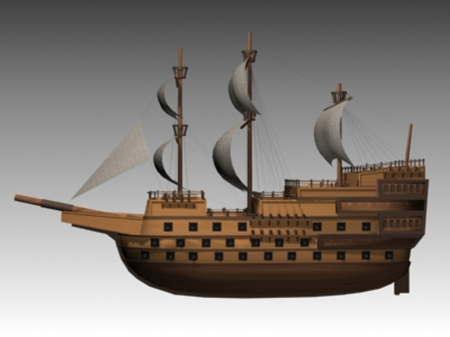 3-decked ship line 3d max