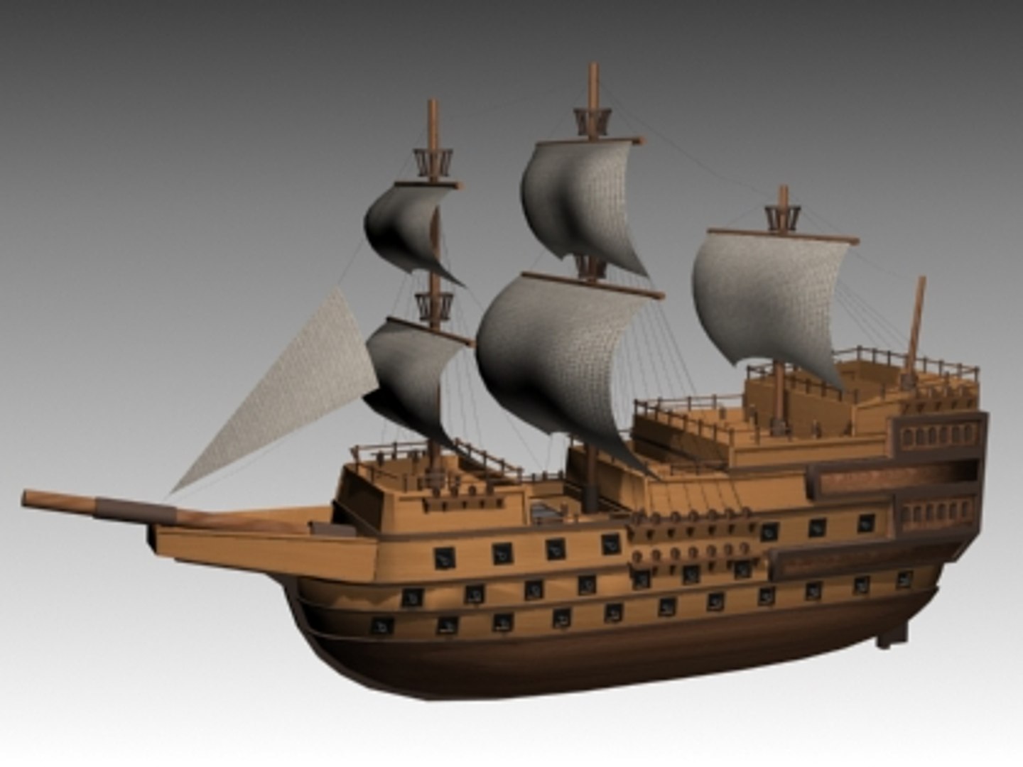 3-decked Ship Line 3d Max