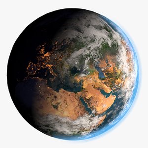 Realistic Earth With City Lights