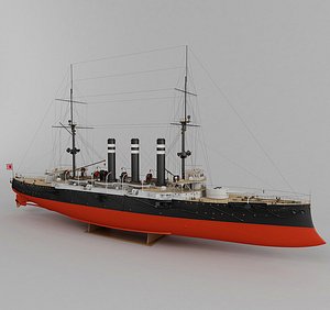 armored cruiser iwate japan 3d model