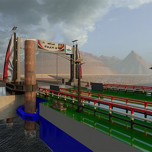 floating bridge suez canal 3D