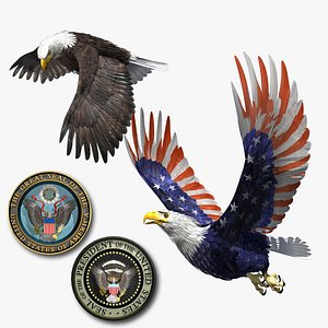 bald eagle patriot set 3d model