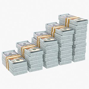 100 Dollar Bill Stepped Stacks 3D model