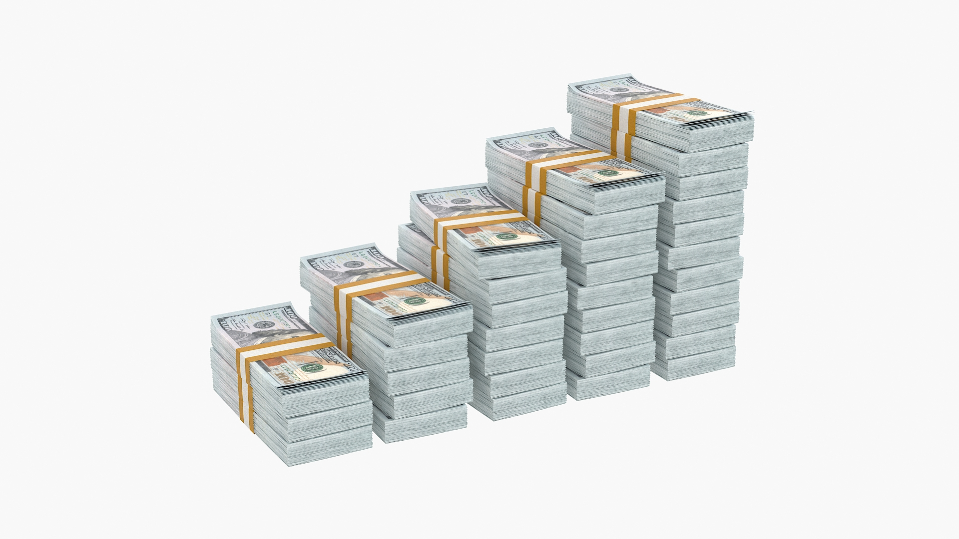 100 Dollar Bill Stepped Stacks 3D Model - TurboSquid 1972368