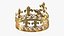 3D golden king crown gems